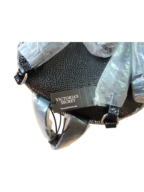Victoria Secret NEW Sparkly Glitter Black Silver Compact Mini Backpack main image 5